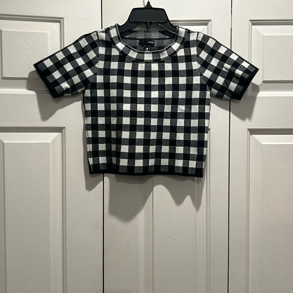 AQUA Black/White Top, Size XS